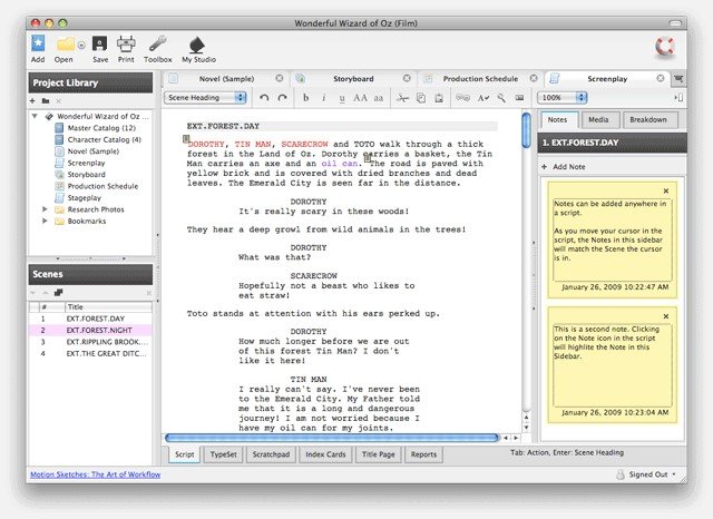 free celtx script writing software