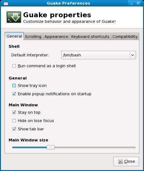 guake startup command