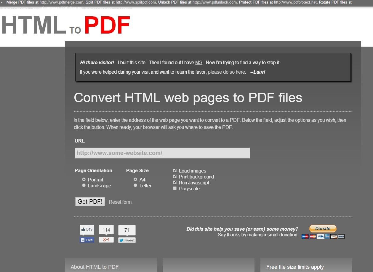 convert html to pdf online free